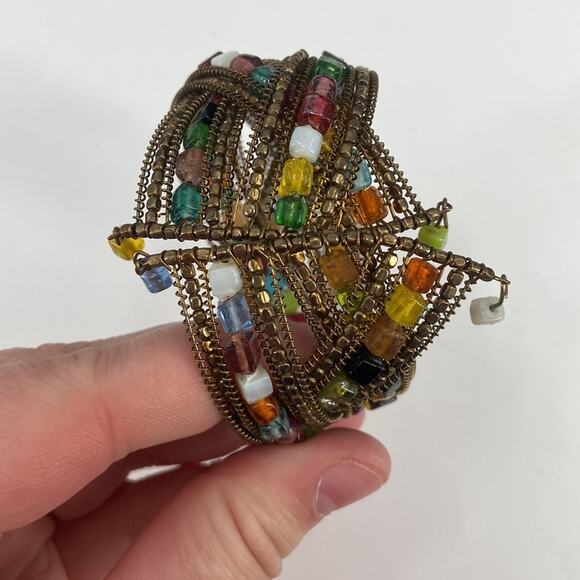 Boho Beaded multilayer cuff bracelet - Picture 3 of 4